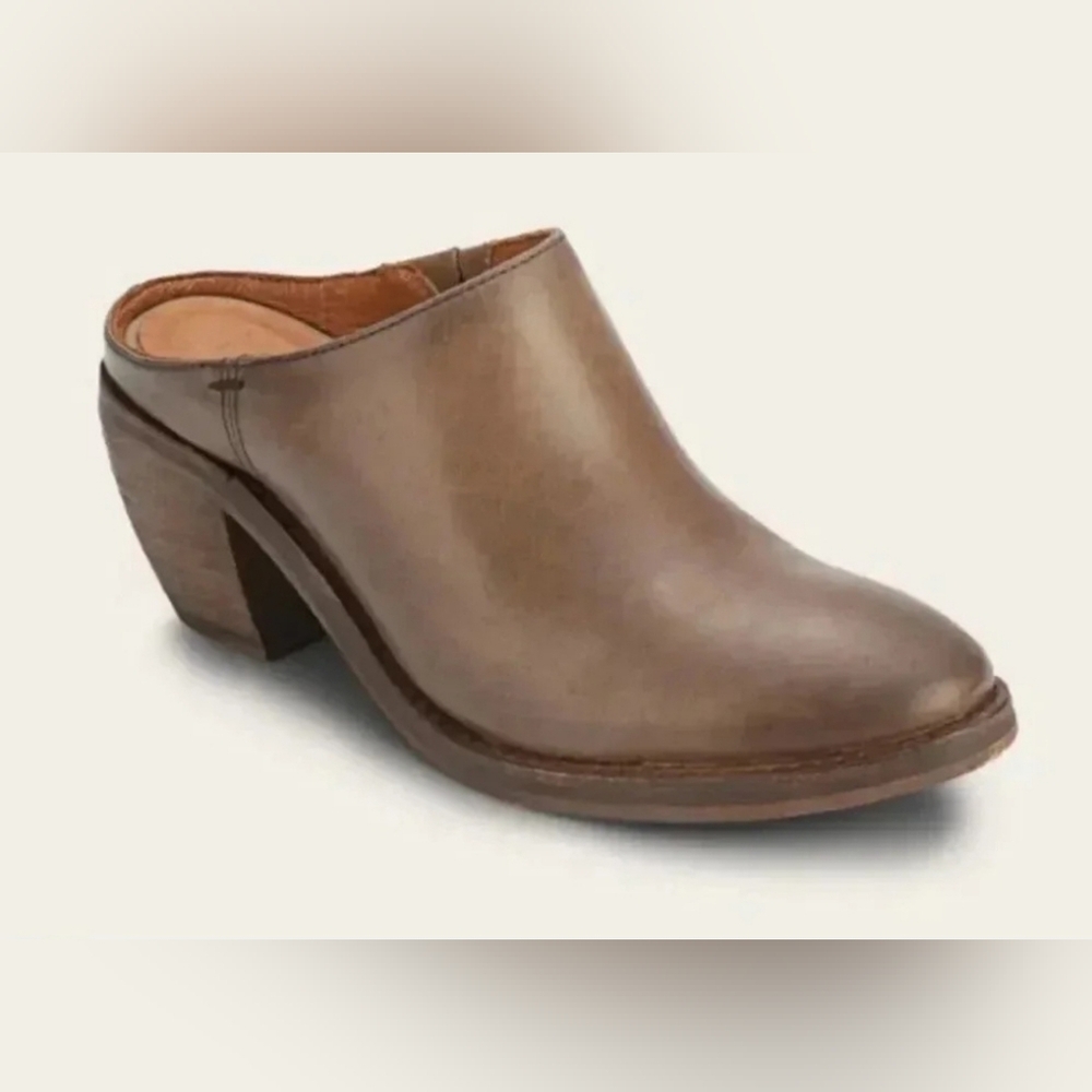 Frye Rosalia Leather Mules Stone Size 9.5